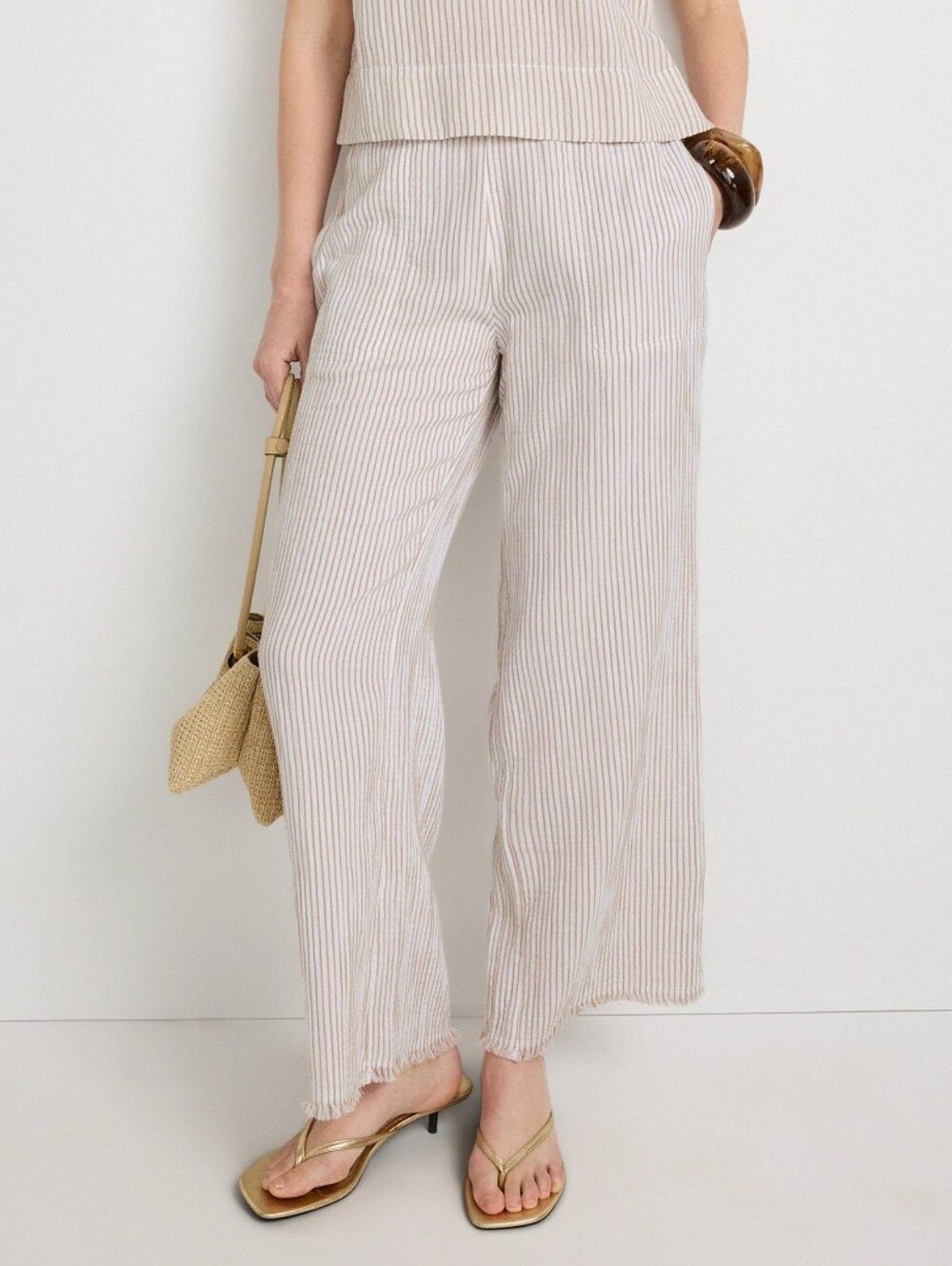 NIC + ZOE Pinstripe Wide Leg Pants Cotton Size 6
